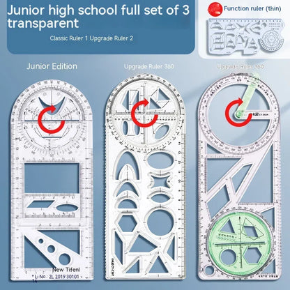 Règle de Dessin Rotative 360° Multifonctionnelle – Jouet Dessin Géométrie 14 Pièces 6-14 ans