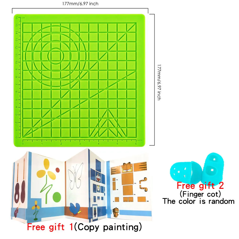 Jouet dessin – Tapis Silicone Stylo 3D | Gabarits Géométriques + 2 Protège-Doigts | 2 Tailles | 260°C