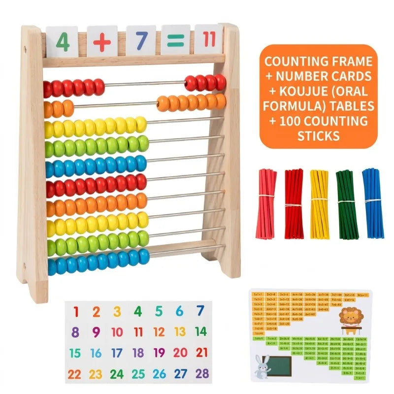 Boulier en Bois pour Enfants — Abaque Montessori + Cadre de Calcul, Maternelle & CP