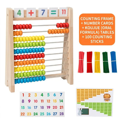 Boulier en Bois pour Enfants — Abaque Montessori + Cadre de Calcul, Maternelle & CP