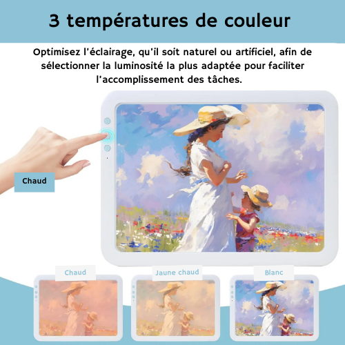 Tablette Dessin Enfant, Planche LED de Traçage A4, température de couleur