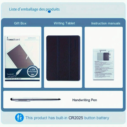 Tablette d'écriture, Bloc-Notes LCD-10.1 Pouces, liste d'emballage.