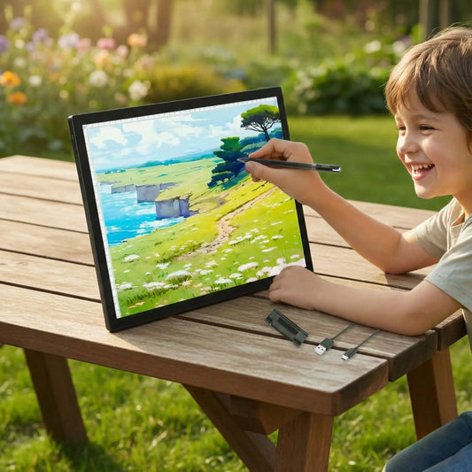 Tablette lumineuse LED A3 portable extérieur table bois - dessin aquarelle accessoires USB