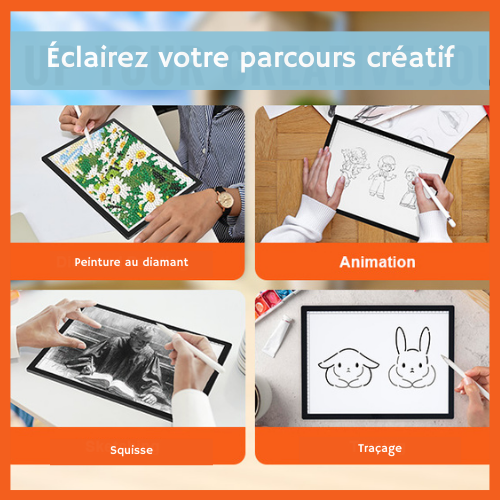 Tablette lumineuse, Planche à dessin LED A3 de Traçage, une surface lumineuse pour les esprits créatifs.