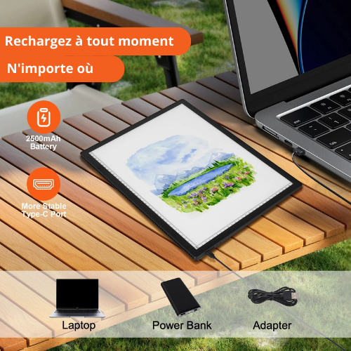 Tablette lumineuse, Planche à dessin LED A3 de Traçage, rechargeable