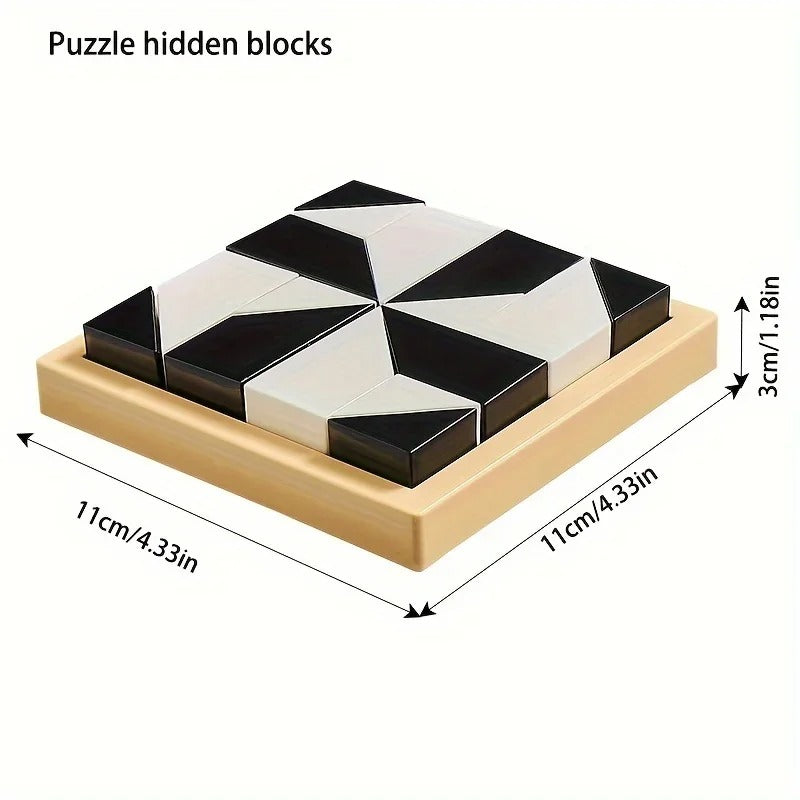 Tangram Blocs de Puzzle en Bois Blanc et Noir, jeu de réflexion