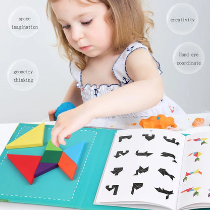 Tangram, Puzzle Magnétique en Bois pour Enfants, compétences essentielles