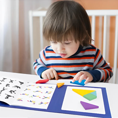 Tangram, Puzzle Magnétique en Bois pour enfants, jeu de concentration