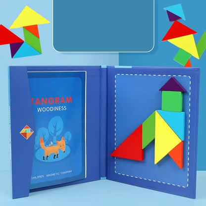 Tangram, Puzzle Magnétique en Bois pour Enfants, coffret