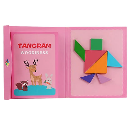 Tangram, Puzzle Magnétique en Bois pour Enfants, livret 3