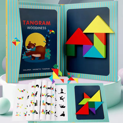 Tangram, Puzzle Magnetique en-Bois pour Enfants, livret 6