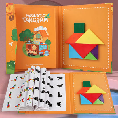Tangram, Puzzle Magnétique en Bois pour Enfants, livret 6