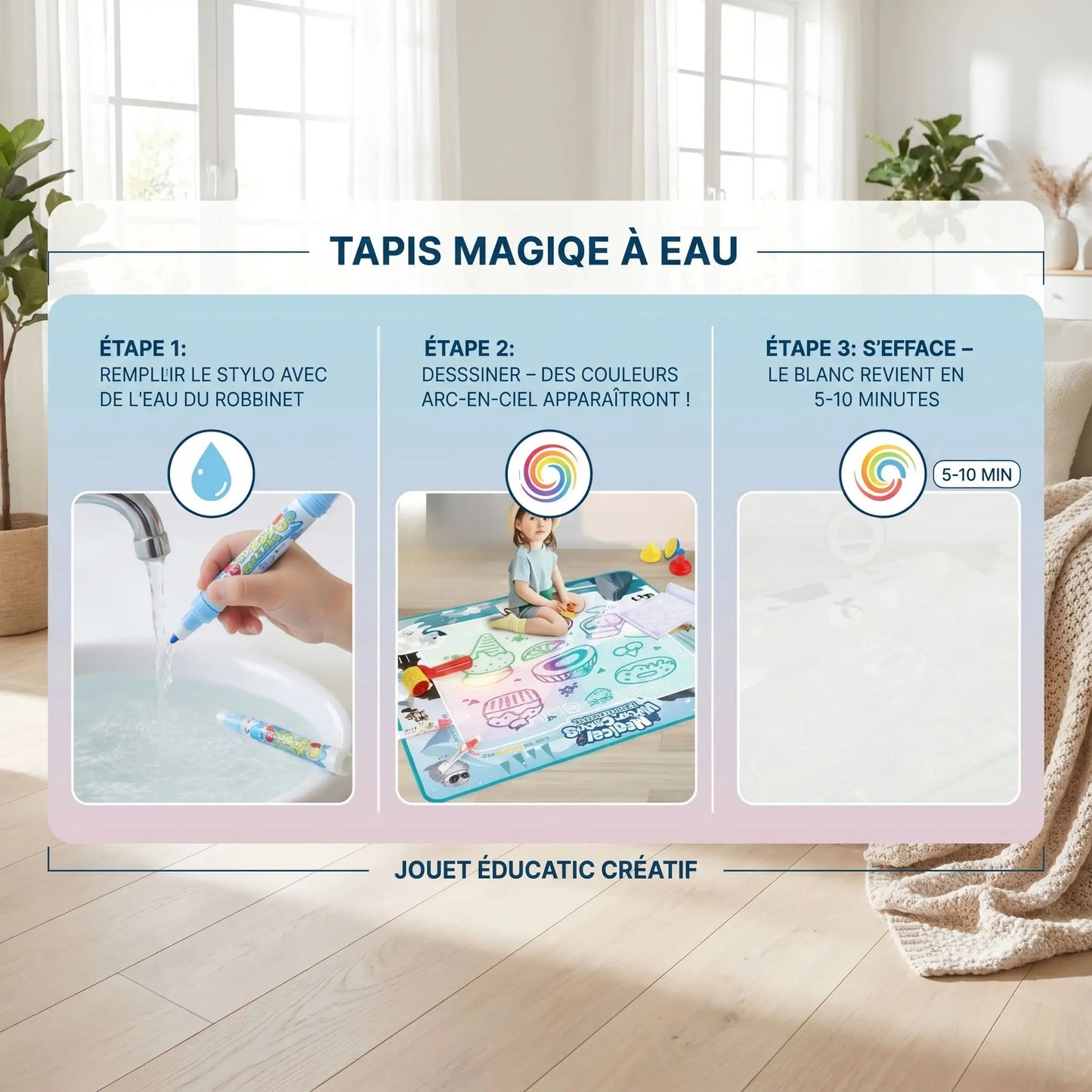 Couverture peinture à l’eau réutilisable propre voyage pliable