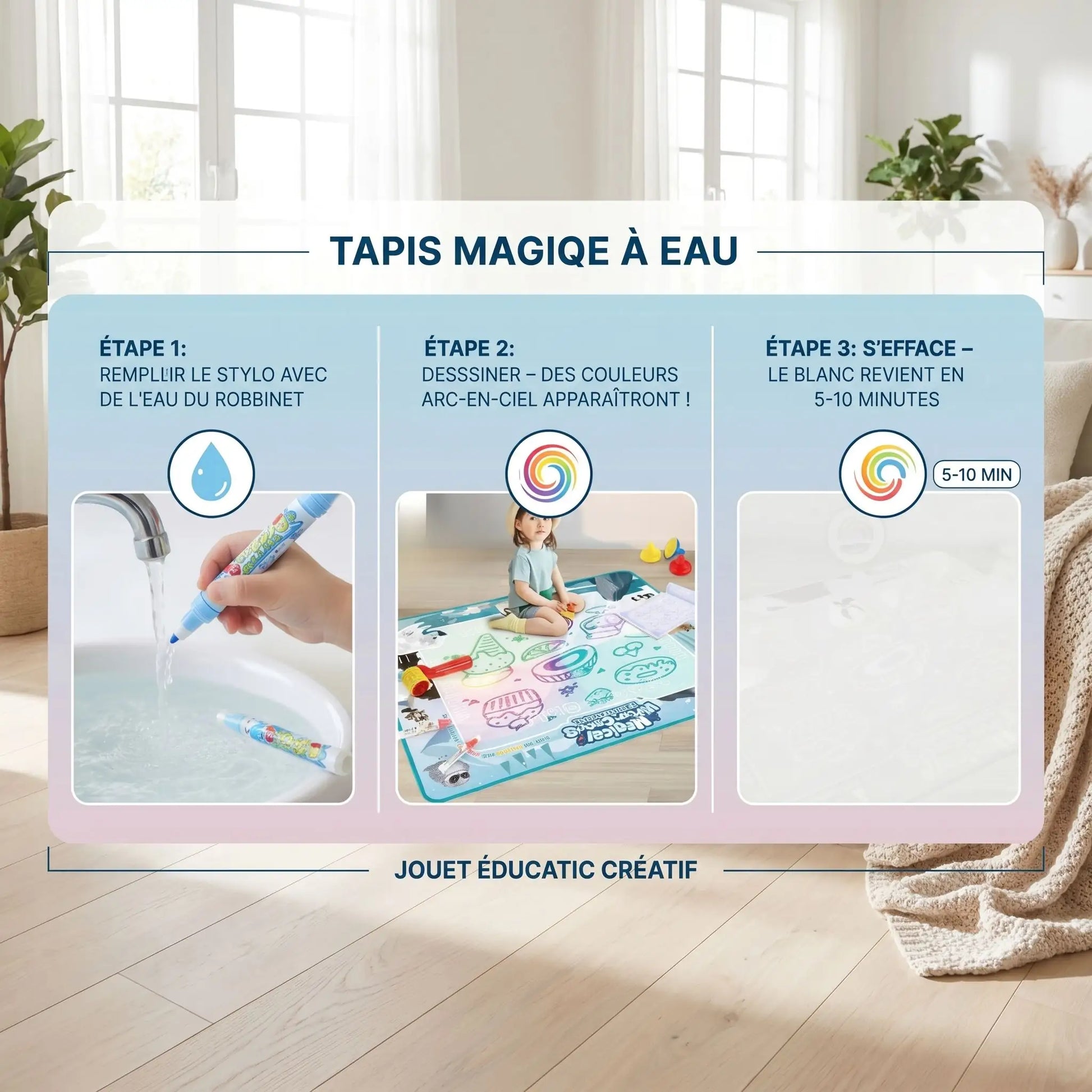 Couverture peinture à l’eau réutilisable propre voyage pliable