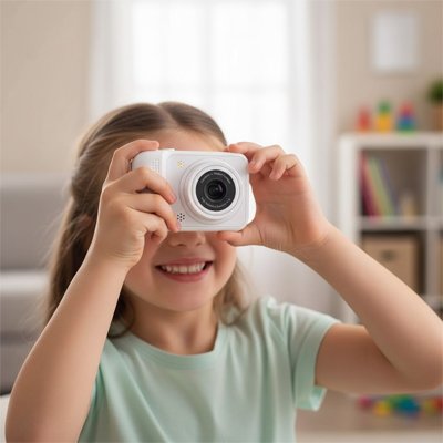 Appareil photo pour enfant, caméra double objectif 1080p zoom 4x