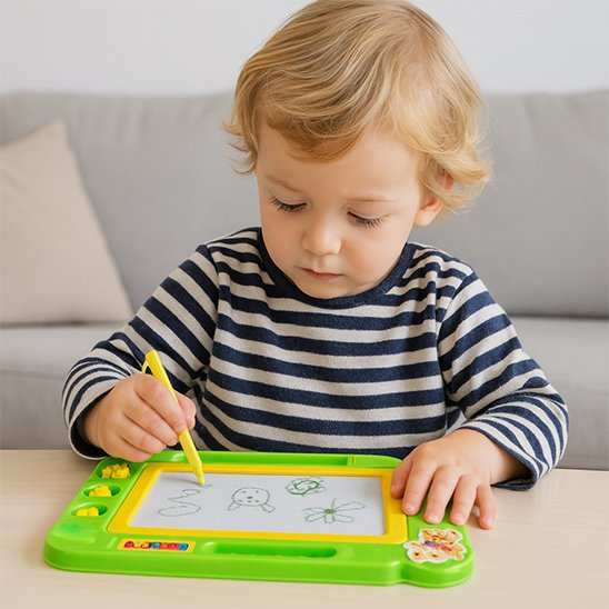 Ardoise magique enfant • tableau de dessin magnétique portable poignée tampons géométriques