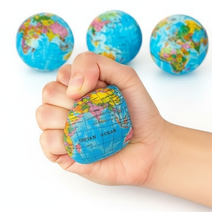 Balle anti-stress globe dans une main