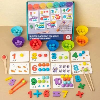 Bol de Tri de Perles en Bois pour Enfants - Puzzle Mathématiques - Jeu Éducatif Enfant