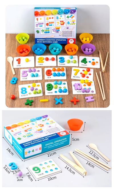 Bol de Tri de Perles en Bois pour Enfants - Puzzle Mathématiques - Jeu Éducatif Enfant