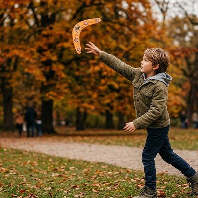 Boomerang débutant herbe sécurité parent‑enfant