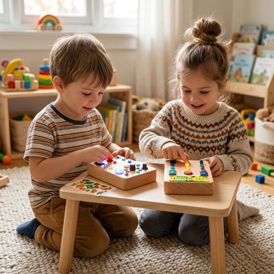 Busy board​ jouet sensoriel cause effet avec boutons lumineux