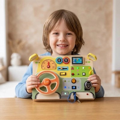 Busy board​ - ouet sensoriel en bois avec lumières
