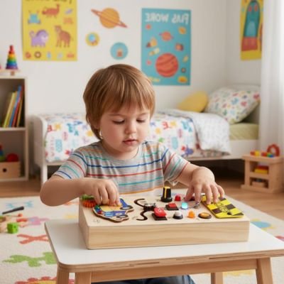 Busy board • tableau d’activités Montessori LED voyage compact 3–12 ans