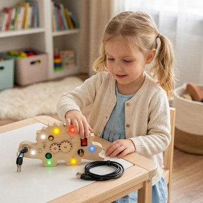 Busy board​ - tableau d’activités sensoriel cause effet pour motricité fine