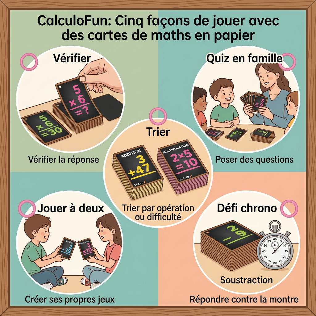 flashcards de mathématiques autocorrectives avec réponses au verso