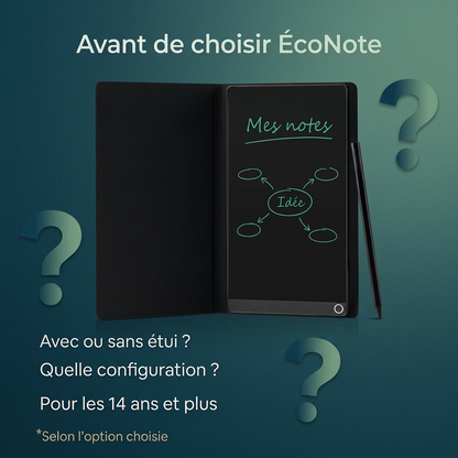 ÉcoNote, carnet électronique léger avec étui en cuir pour adulte