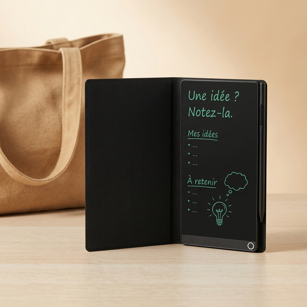 carnet électronique léger avec étui en cuir pour adultee