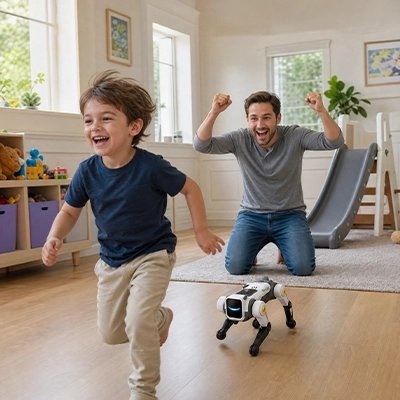 Chien robotique dansant et à commande vocale