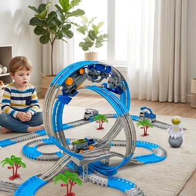 Circuit voiture enfant, cadeau anniversaire Noël voiture LED enfants 