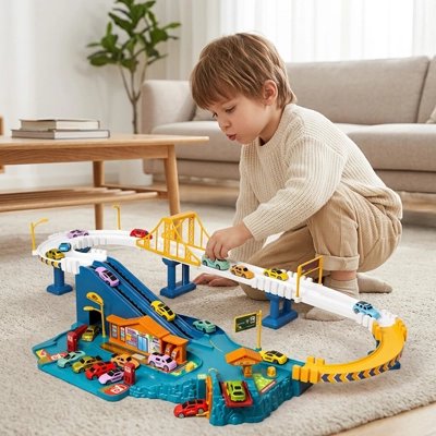 Circuit voiture enfant dinosaure parking à étages
