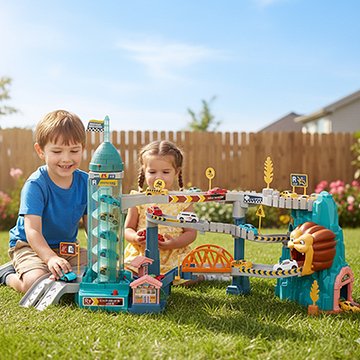 Circuit voiture enfant, garage voiture lumineux et musical pour enfants 4–6 ans