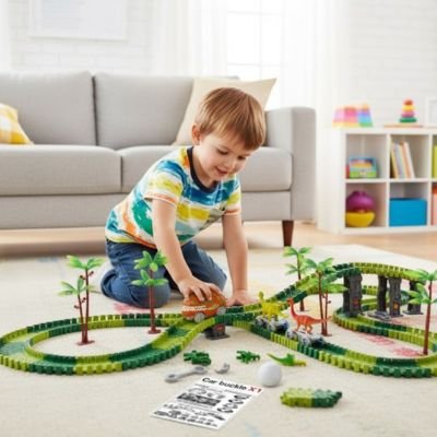 Circuit voiture enfant jouet de course pliable dino track 195 245 pièces