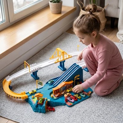 Circuit voiture enfant, jouet mécanique interactif 4–6 ans 7–12 ans