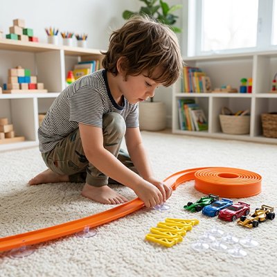 Circuit voiture enfant lexible double voie sans pile