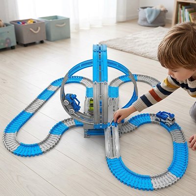 Circuit voiture enfant, piste de course pliable escalade magique U Y ponts 