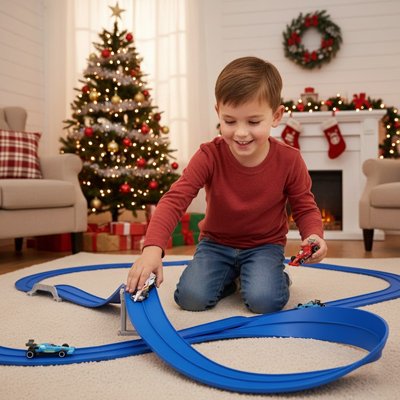 Circuit voiture enfant rampe de course enroulable compatible voitures 1/64