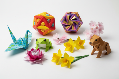 Créations origami colorées terminées
