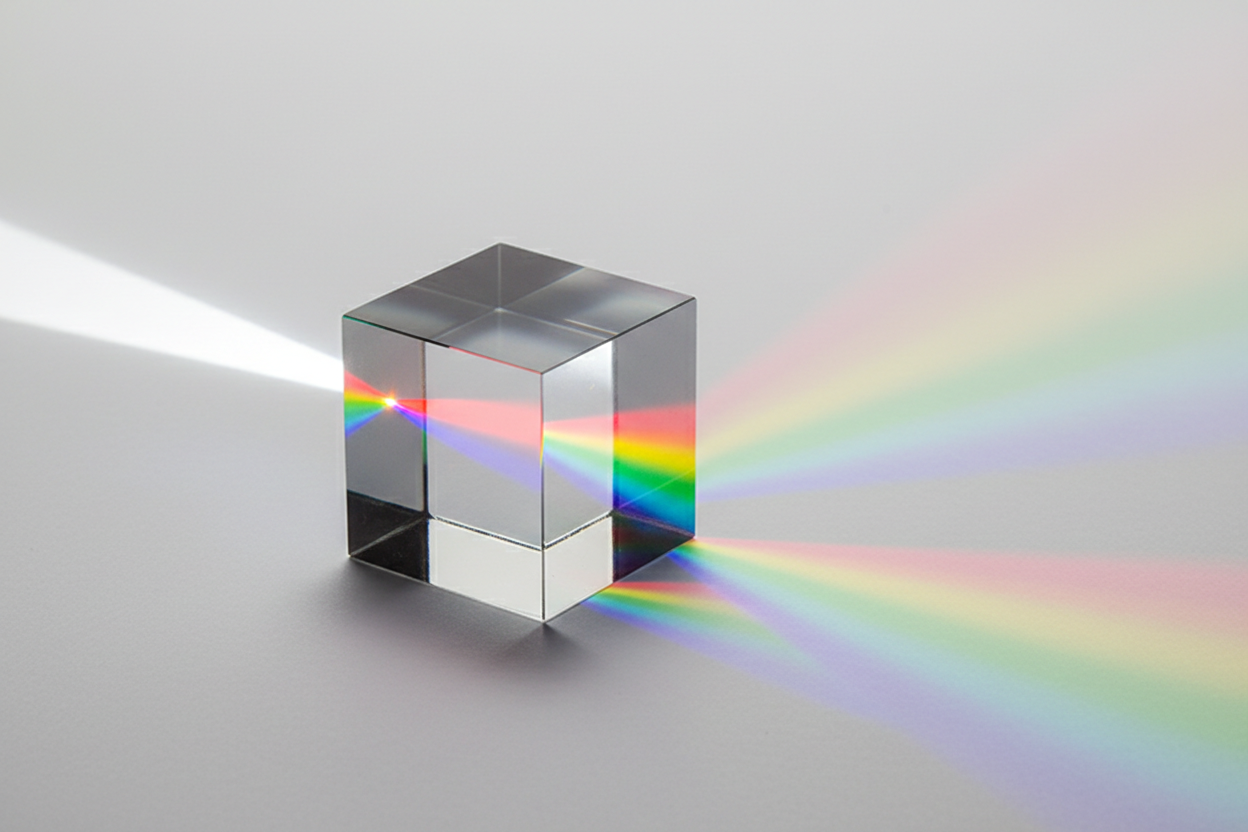 Cube dichroïque avec spectre lumineux