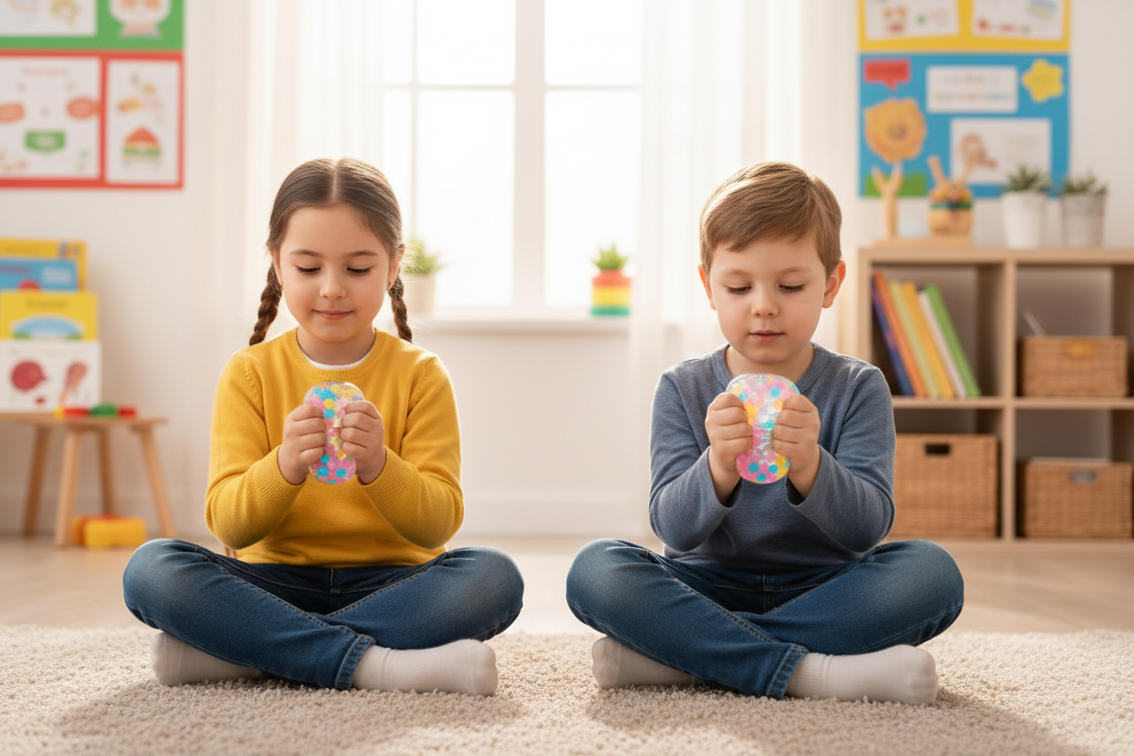 Deux enfants avec balles à billes