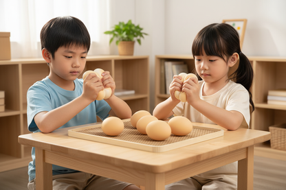 Deux enfants avec balles œuf