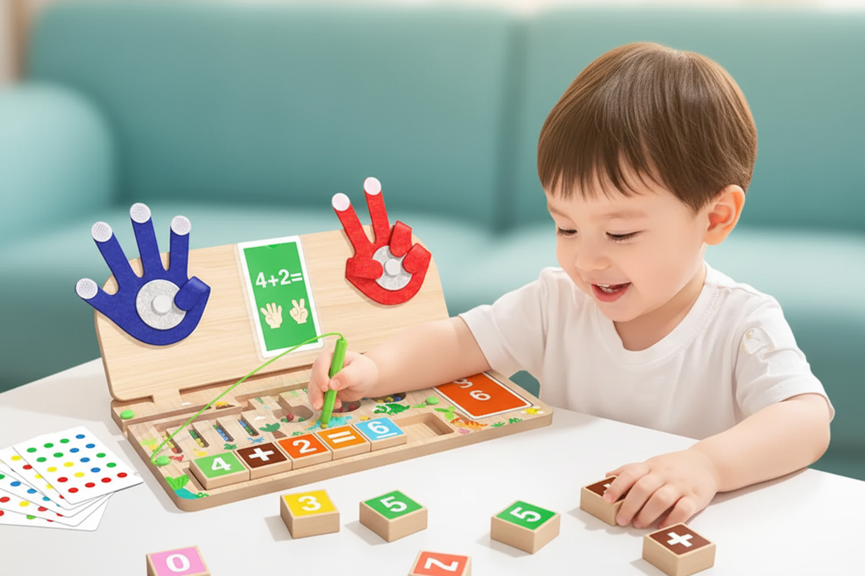 Enfant concentré avec le plateau
