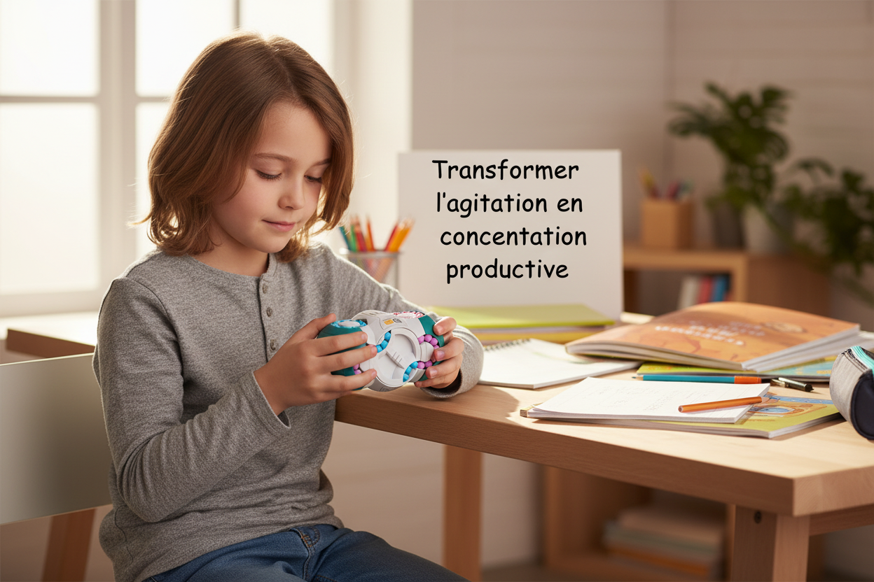 Enfant concentré cube fidget anti-stress concentration productive