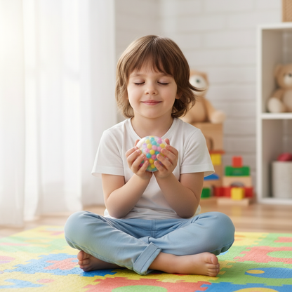 Enfant en méditation avec balle à billes