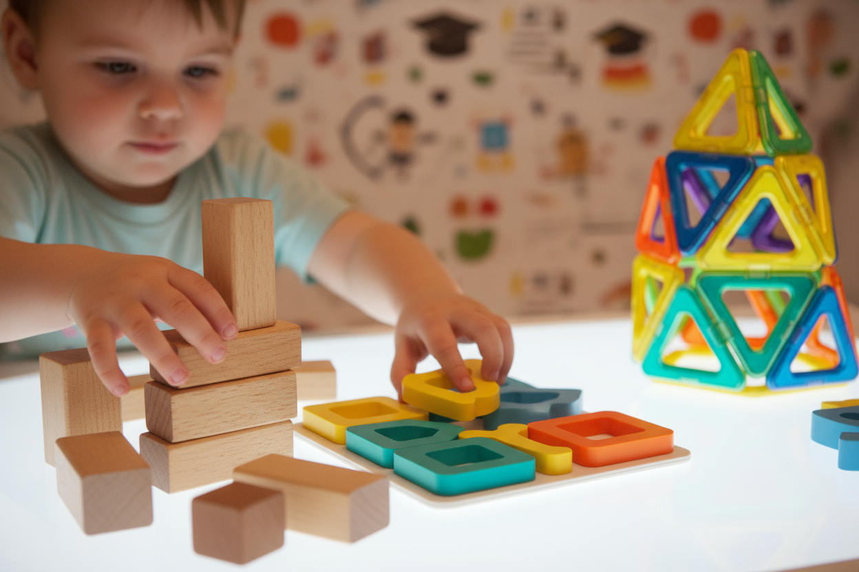 Enfant jouant avec des jeux éducatifs de qualité