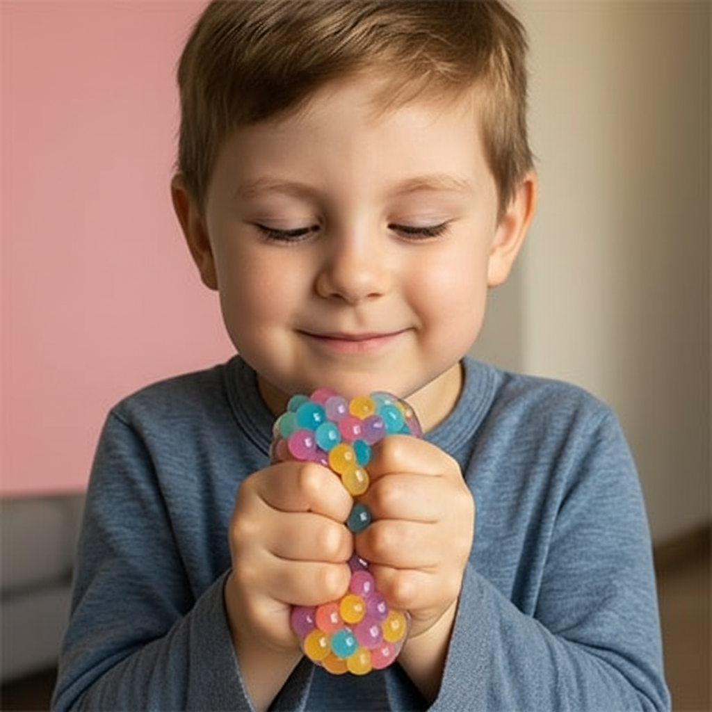 Enfant joyeux avec balle à billes