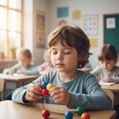 Enfant respirant avec perles fidget